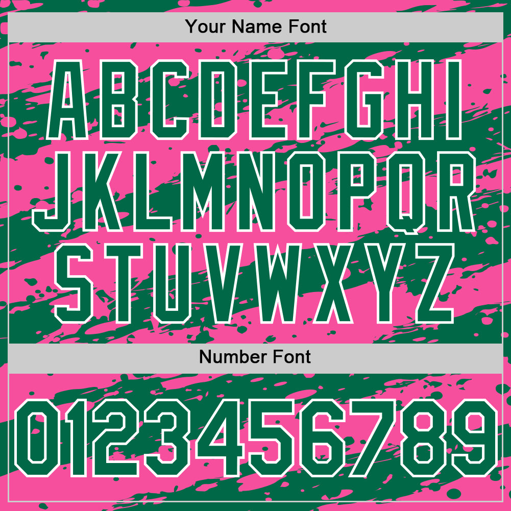 Custom Pink Kelly Green-White Splash 3D Pattern Design Bomber Full-Snap Varsity Letterman Hoodie Jacket