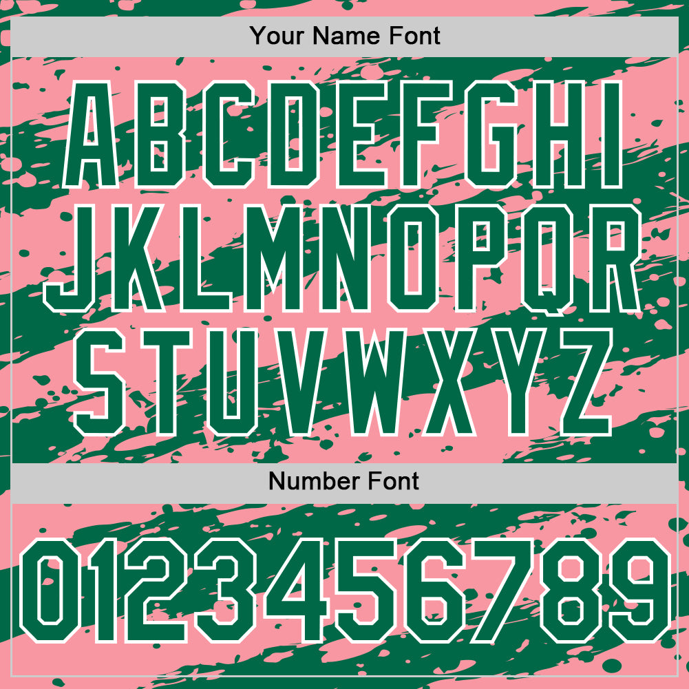 Custom Medium Pink Kelly Green-White Splash 3D Pattern Design Bomber Full-Snap Varsity Letterman Hoodie Jacket