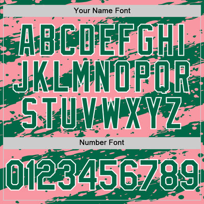 Custom Medium Pink Kelly Green-White Splash 3D Pattern Design Bomber Full-Snap Varsity Letterman Hoodie Jacket