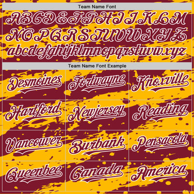 Custom Gold Crimson-White Splash 3D Pattern Design Bomber Full-Snap Varsity Letterman Hoodie Jacket