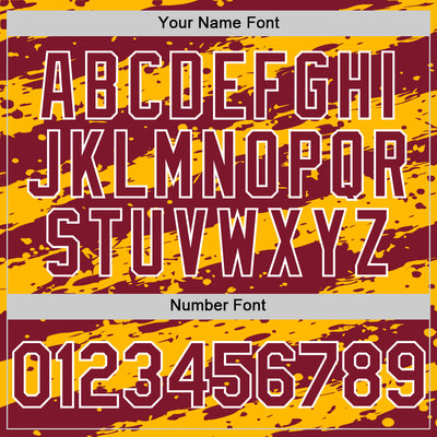 Custom Gold Crimson-White Splash 3D Pattern Design Bomber Full-Snap Varsity Letterman Hoodie Jacket