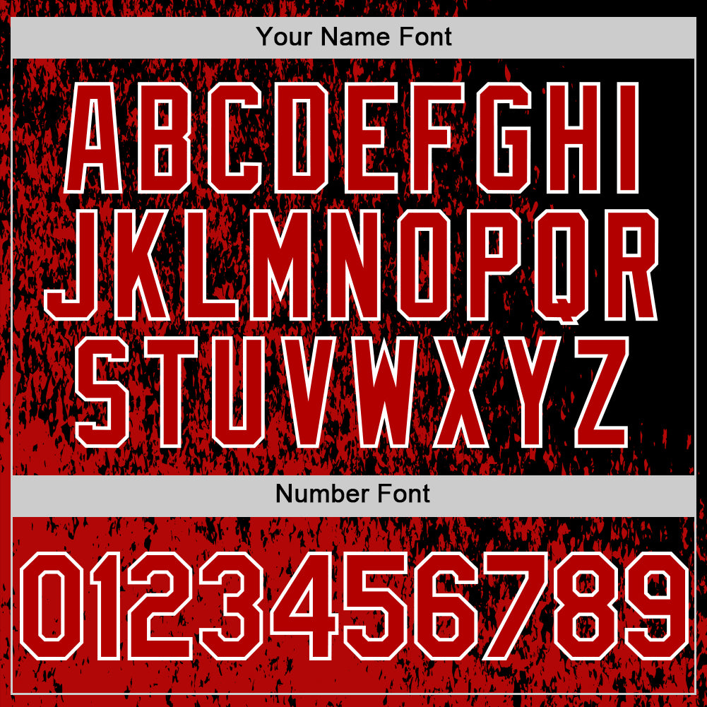 Custom Black Red-White Abstract Fragment Art 3D Pattern Design Bomber Full-Snap Varsity Letterman Hoodie Jacket