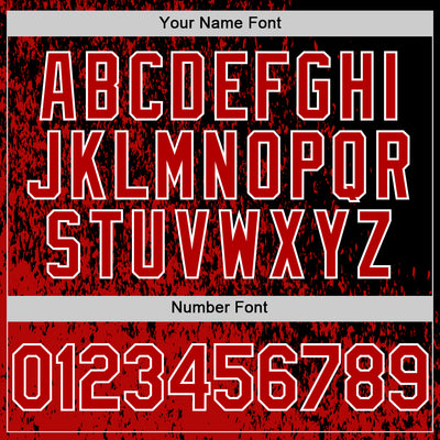 Custom Black Red-White Abstract Fragment Art 3D Pattern Design Bomber Full-Snap Varsity Letterman Hoodie Jacket