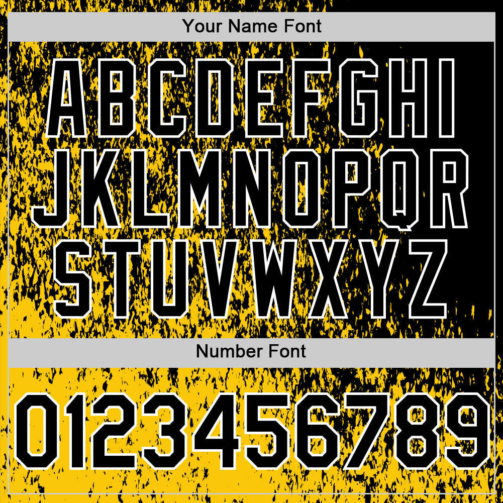 Custom Yellow Black-White Abstract Fragment Art 3D Pattern Design Bomber Full-Snap Varsity Letterman Hoodie Jacket