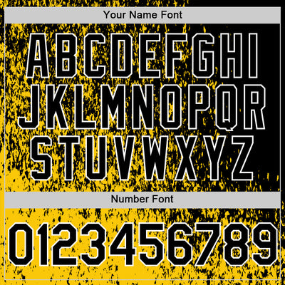 Custom Yellow Black-White Abstract Fragment Art 3D Pattern Design Bomber Full-Snap Varsity Letterman Hoodie Jacket