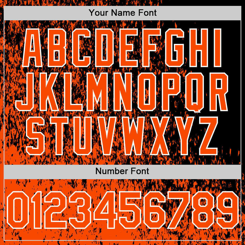 Custom Black Orange-White Abstract Fragment Art 3D Pattern Design Bomber Full-Snap Varsity Letterman Hoodie Jacket