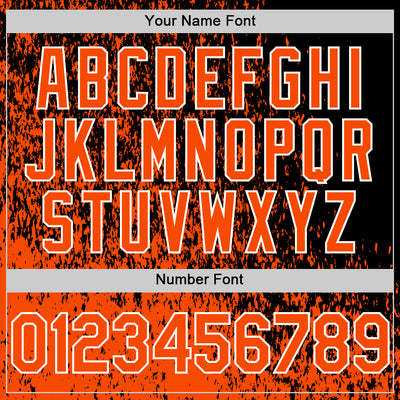 Custom Black Orange-White Abstract Fragment Art 3D Pattern Design Bomber Full-Snap Varsity Letterman Hoodie Jacket