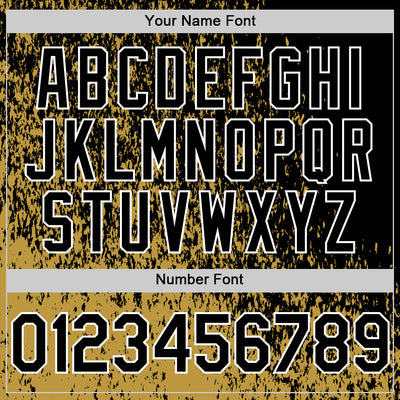 Custom Old Gold Black-White Abstract Fragment Art 3D Pattern Design Bomber Full-Snap Varsity Letterman Hoodie Jacket