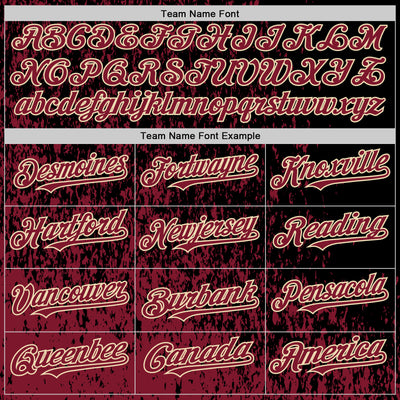 Custom Black Crimson-Cream Abstract Fragment Art 3D Pattern Design Bomber Full-Snap Varsity Letterman Hoodie Jacket