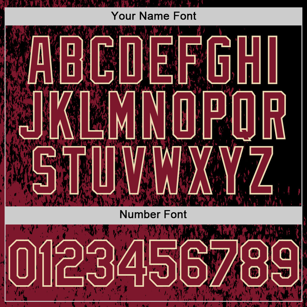 Custom Black Crimson-Cream Abstract Fragment Art 3D Pattern Design Bomber Full-Snap Varsity Letterman Hoodie Jacket