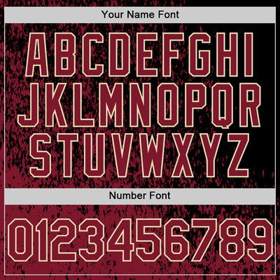 Custom Black Crimson-Cream Abstract Fragment Art 3D Pattern Design Bomber Full-Snap Varsity Letterman Hoodie Jacket