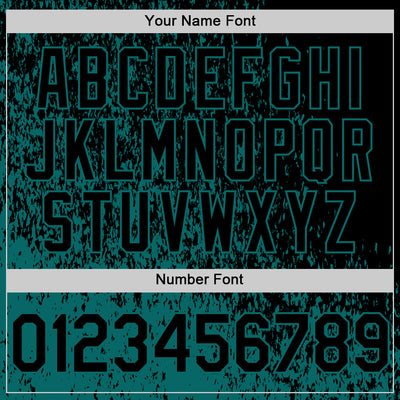 Custom Black Black-Teal Abstract Fragment Art 3D Pattern Design Bomber Full-Snap Varsity Letterman Hoodie Jacket