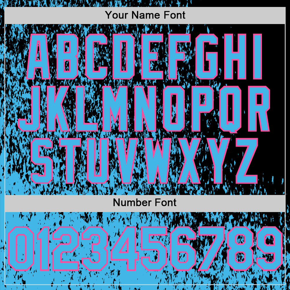 Custom Black Sky Blue-Pink Abstract Fragment Art 3D Pattern Design Bomber Full-Snap Varsity Letterman Hoodie Jacket