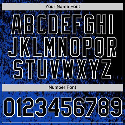 Custom Thunder Blue Black-White Abstract Fragment Art 3D Pattern Design Bomber Full-Snap Varsity Letterman Hoodie Jacket