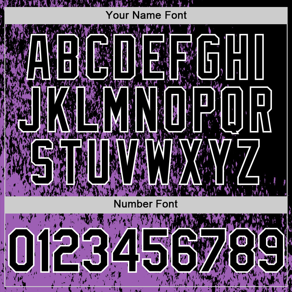 Custom Medium Purple Black-White Abstract Fragment Art 3D Pattern Design Bomber Full-Snap Varsity Letterman Hoodie Jacket