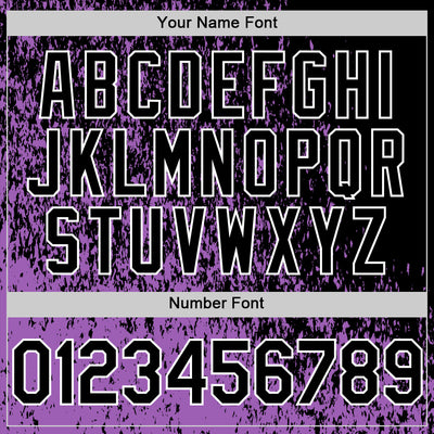 Custom Medium Purple Black-White Abstract Fragment Art 3D Pattern Design Bomber Full-Snap Varsity Letterman Hoodie Jacket