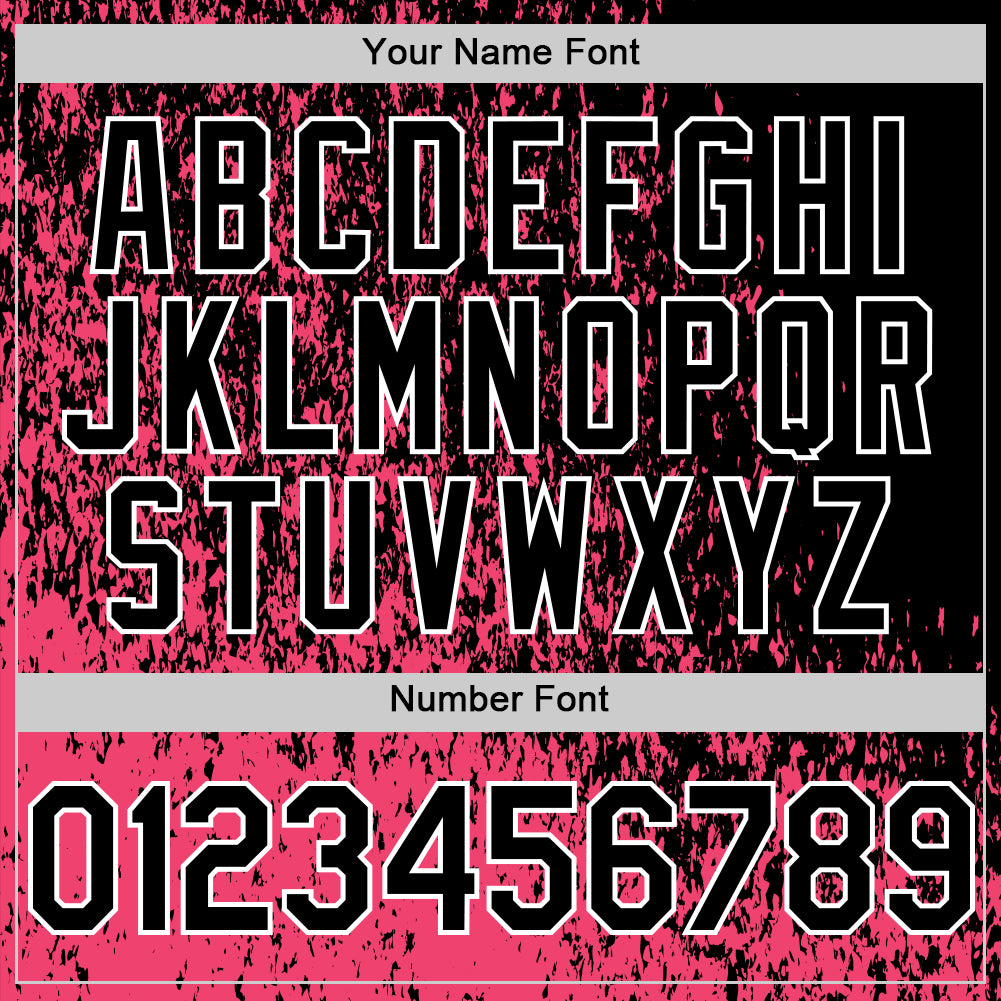 Custom Neon Pink Black-White Abstract Fragment Art 3D Pattern Design Bomber Full-Snap Varsity Letterman Hoodie Jacket