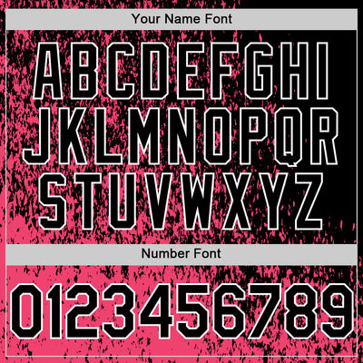 Custom Neon Pink Black-White Abstract Fragment Art 3D Pattern Design Bomber Full-Snap Varsity Letterman Hoodie Jacket