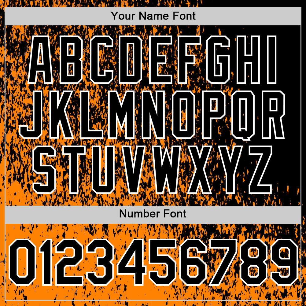 Custom Bay Orange Black-White Abstract Fragment Art 3D Pattern Design Bomber Full-Snap Varsity Letterman Hoodie Jacket