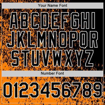 Custom Bay Orange Black-White Abstract Fragment Art 3D Pattern Design Bomber Full-Snap Varsity Letterman Hoodie Jacket