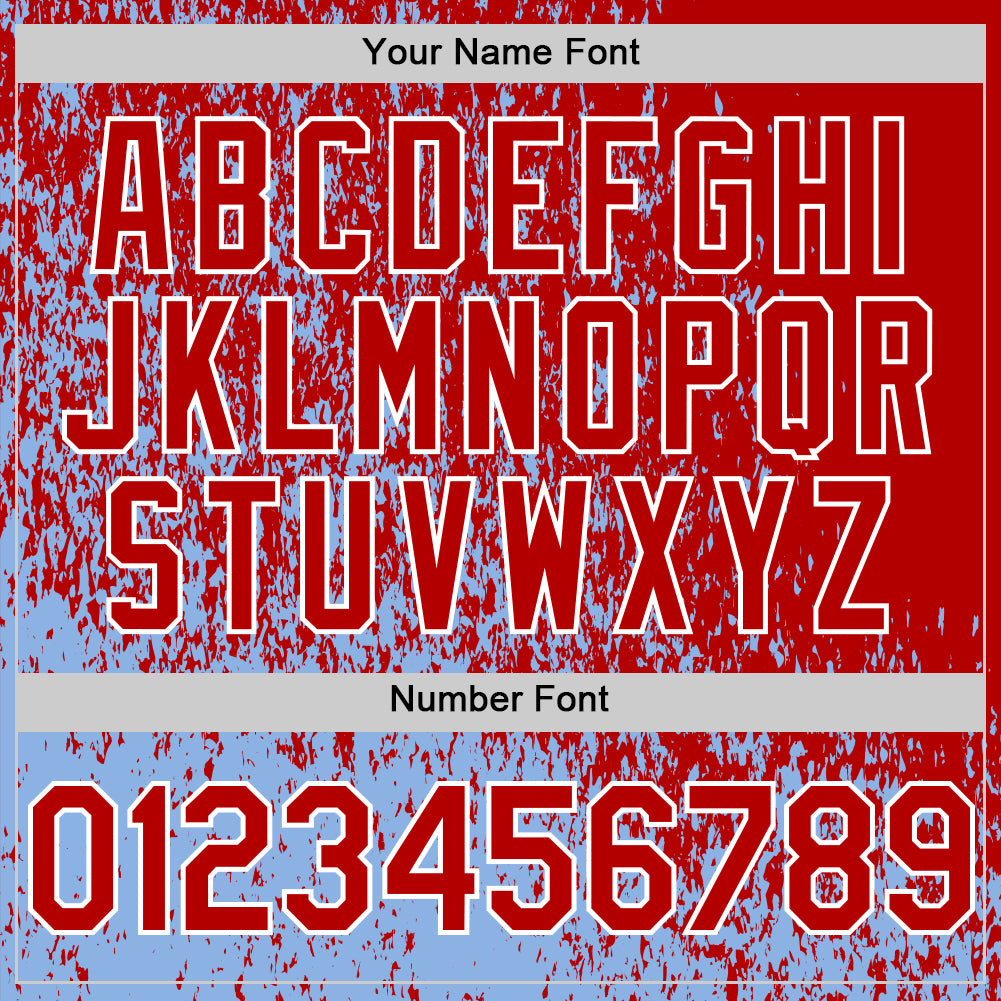 Custom Light Blue Red-White Abstract Fragment Art 3D Pattern Design Bomber Full-Snap Varsity Letterman Hoodie Jacket