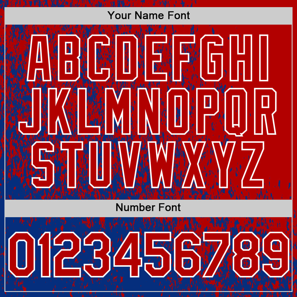 Custom Royal Red-White Abstract Fragment Art 3D Pattern Design Bomber Full-Snap Varsity Letterman Hoodie Jacket