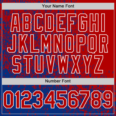 Custom Royal Red-White Abstract Fragment Art 3D Pattern Design Bomber Full-Snap Varsity Letterman Hoodie Jacket