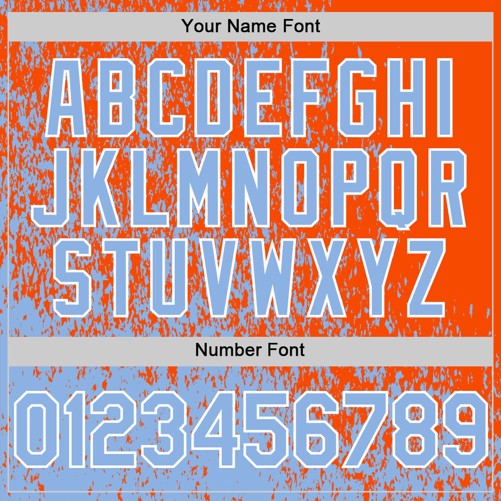 Custom Orange Light Blue-White Abstract Fragment Art 3D Pattern Design Bomber Full-Snap Varsity Letterman Hoodie Jacket