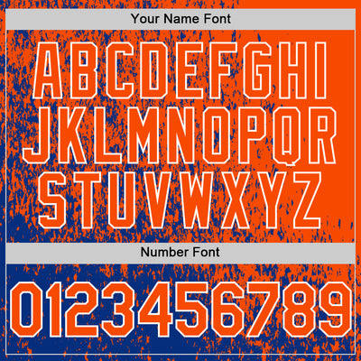 Custom Royal Orange-White Abstract Fragment Art 3D Pattern Design Bomber Full-Snap Varsity Letterman Hoodie Jacket