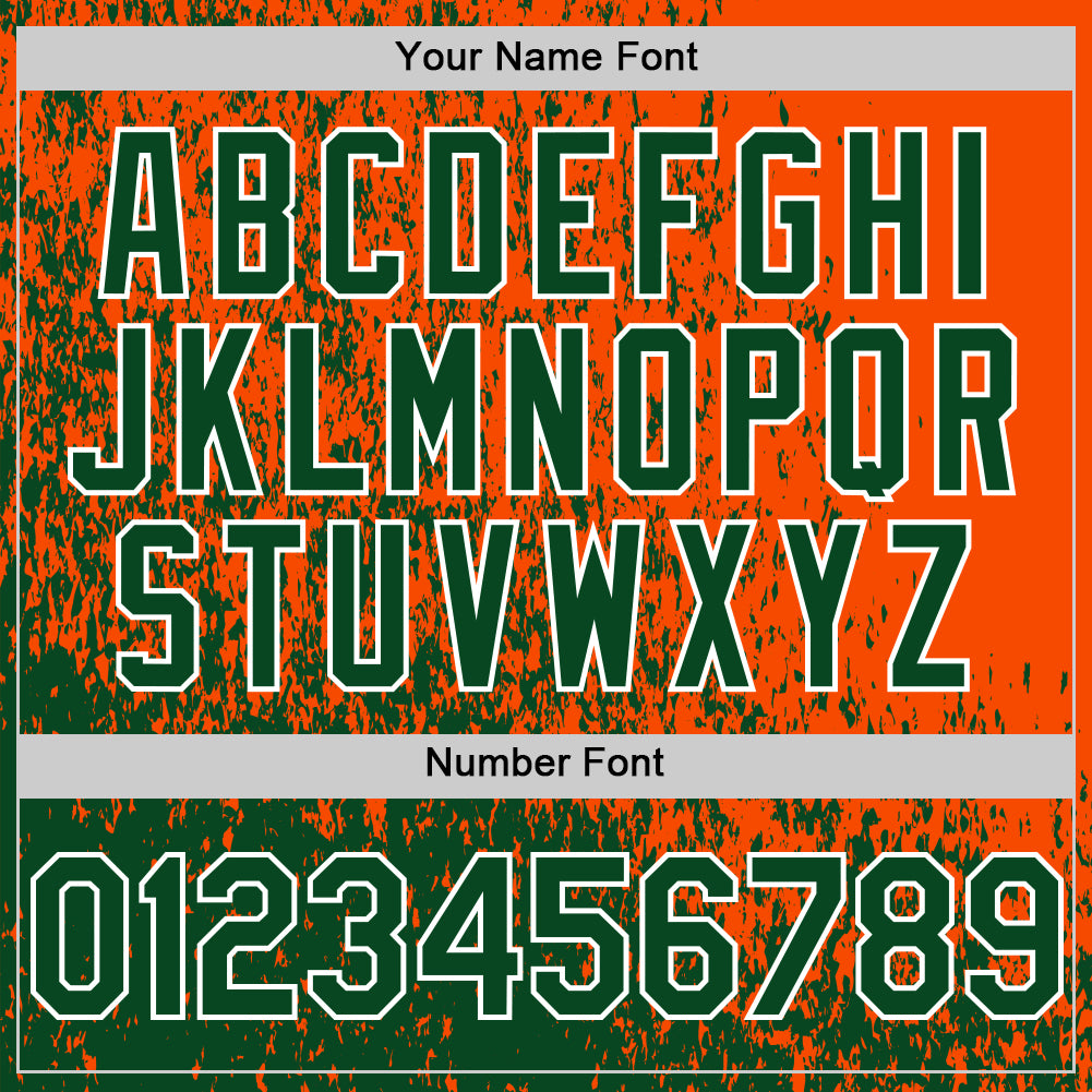 Custom Orange Green-White Abstract Fragment Art 3D Pattern Design Bomber Full-Snap Varsity Letterman Hoodie Jacket