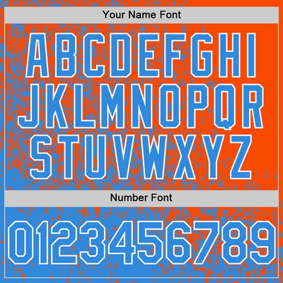 Custom Orange Powder Blue-White Abstract Fragment Art 3D Pattern Design Bomber Full-Snap Varsity Letterman Hoodie Jacket