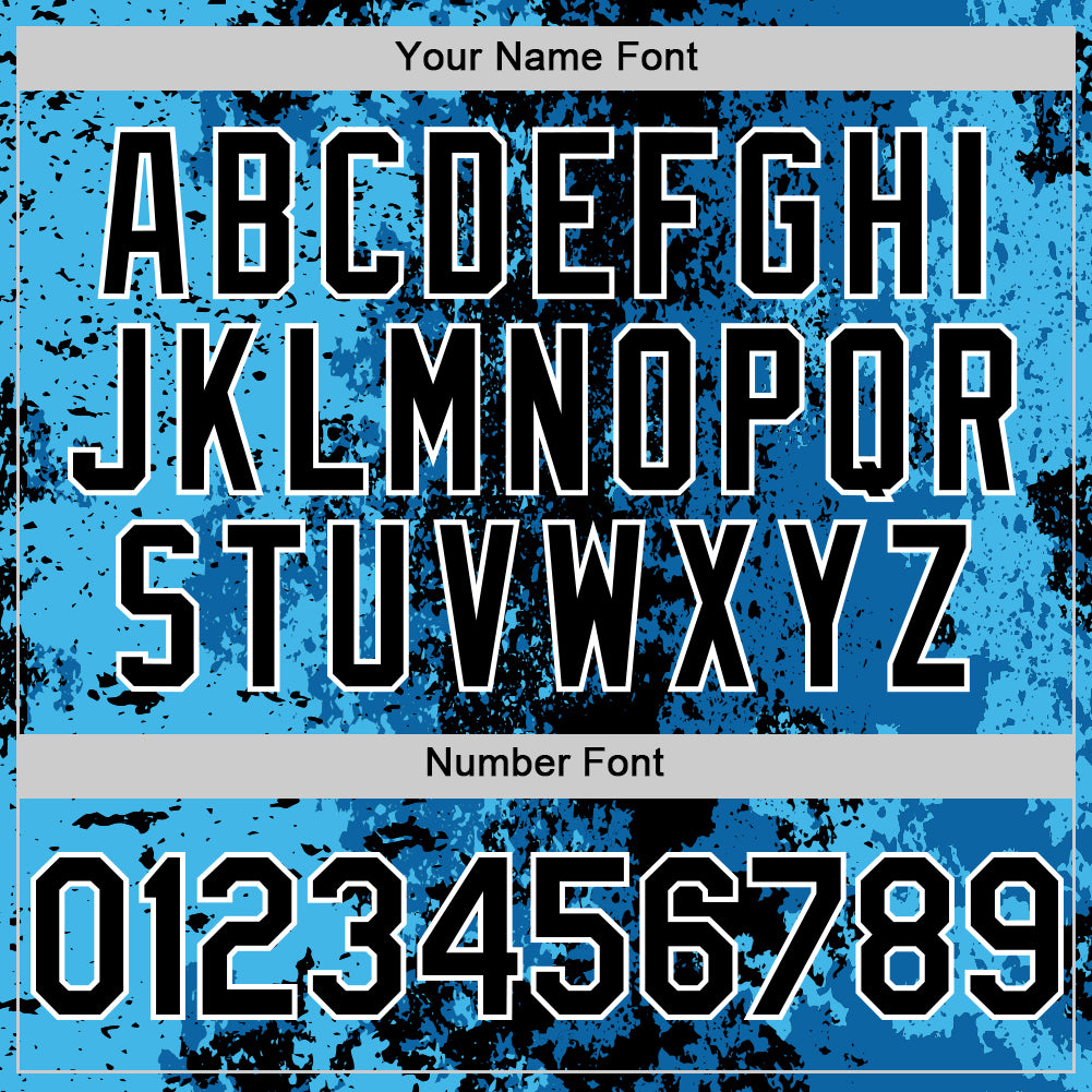 Custom Blue Black-White 3D Pattern Design Bomber Full-Snap Varsity Letterman Hoodie Jacket