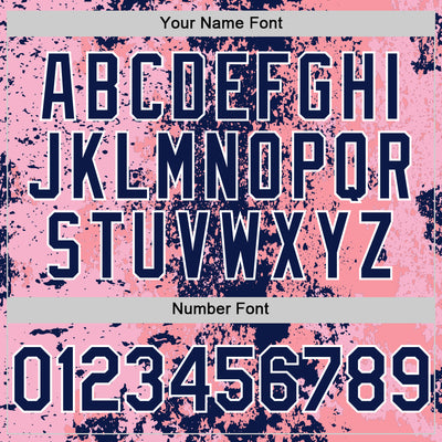 Custom Pink Navy-White 3D Pattern Design Bomber Full-Snap Varsity Letterman Hoodie Jacket