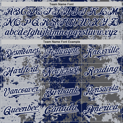 Custom Gray Navy-White 3D Pattern Design Bomber Full-Snap Varsity Letterman Hoodie Jacket