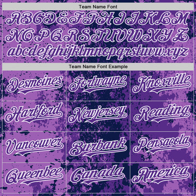 Custom Navy Purple-White 3D Pattern Design Bomber Full-Snap Varsity Letterman Hoodie Jacket