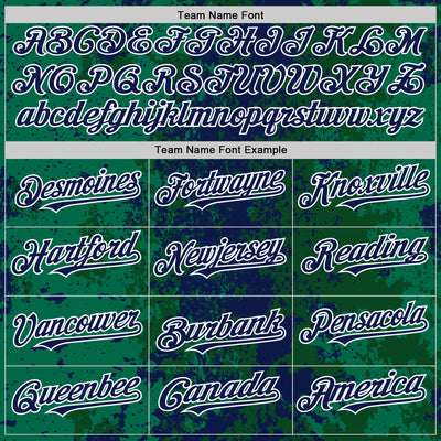 Custom Green Navy-White 3D Pattern Design Bomber Full-Snap Varsity Letterman Hoodie Jacket