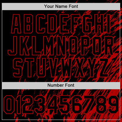 Custom Black Black-Red 3D Pattern Design Bomber Full-Snap Varsity Letterman Hoodie Jacket