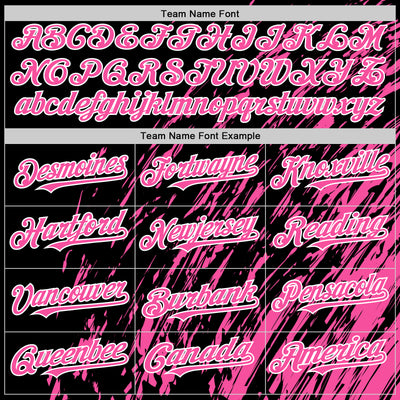 Custom Black Pink-White 3D Pattern Design Bomber Full-Snap Varsity Letterman Hoodie Jacket