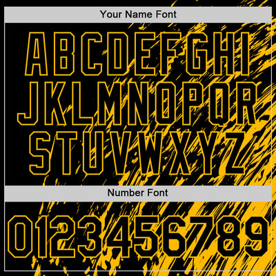 Custom Black Black-Gold 3D Pattern Design Bomber Full-Snap Varsity Letterman Hoodie Jacket