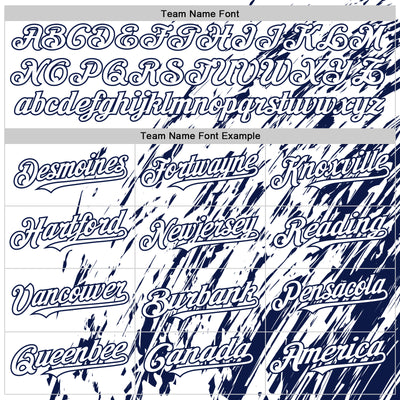 Custom White White-Navy 3D Pattern Design Bomber Full-Snap Varsity Letterman Hoodie Jacket