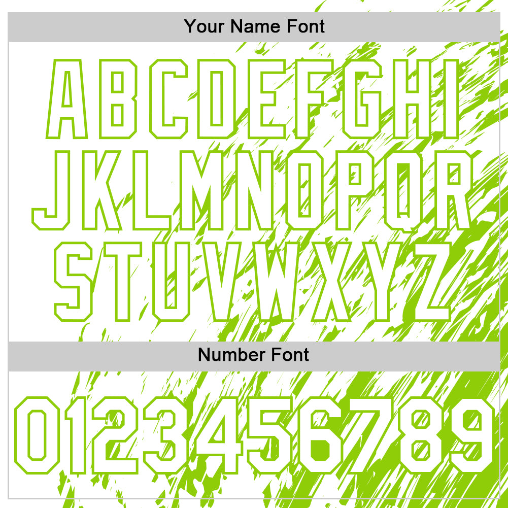 Custom White White-Neon Green 3D Pattern Design Bomber Full-Snap Varsity Letterman Hoodie Jacket