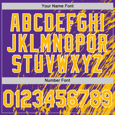 Custom Purple Gold-White 3D Pattern Design Bomber Full-Snap Varsity Letterman Hoodie Jacket