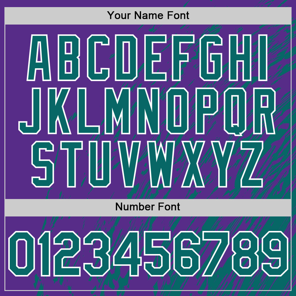 Custom Purple Teal-White 3D Pattern Design Bomber Full-Snap Varsity Letterman Hoodie Jacket