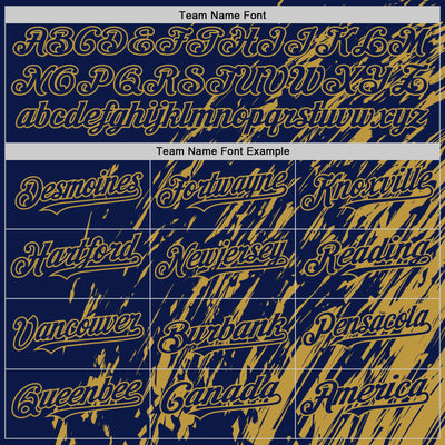 Custom Navy Navy-Old Gold 3D Pattern Design Bomber Full-Snap Varsity Letterman Hoodie Jacket