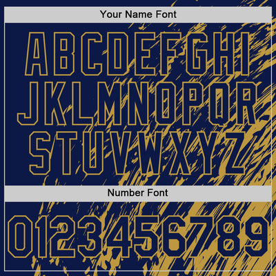 Custom Navy Navy-Old Gold 3D Pattern Design Bomber Full-Snap Varsity Letterman Hoodie Jacket