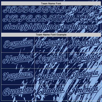 Custom Navy Navy-Light Blue 3D Pattern Design Bomber Full-Snap Varsity Letterman Hoodie Jacket