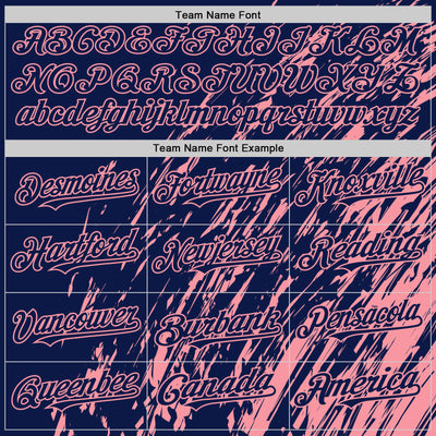 Custom Navy Navy-Medium Pink 3D Pattern Design Bomber Full-Snap Varsity Letterman Hoodie Jacket