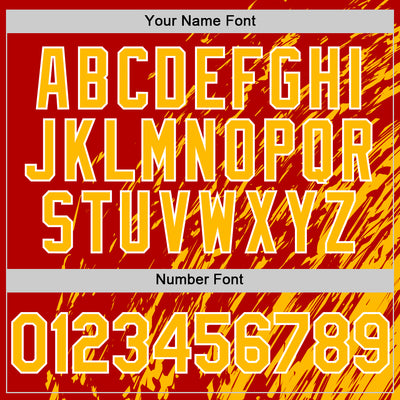 Custom Red Gold-White 3D Pattern Design Bomber Full-Snap Varsity Letterman Hoodie Jacket