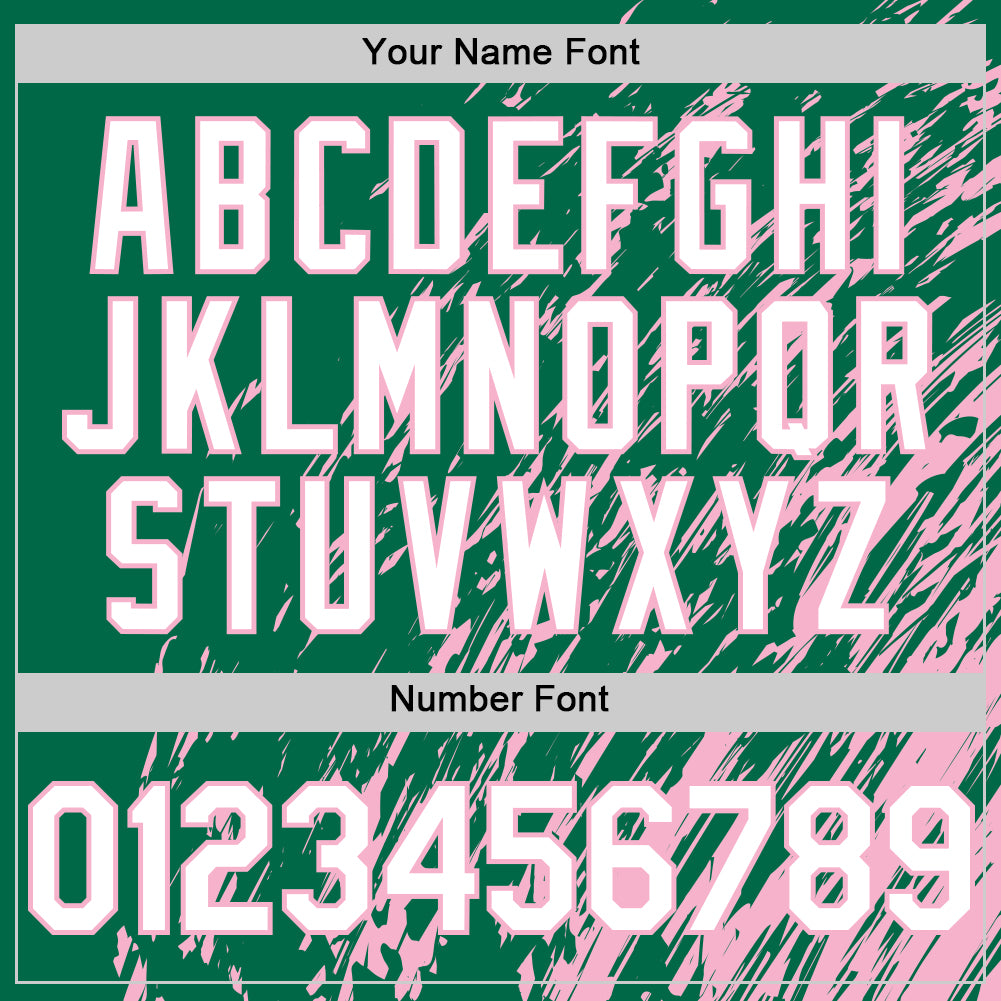 Custom Kelly Green White-Light Pink 3D Pattern Design Bomber Full-Snap Varsity Letterman Hoodie Jacket