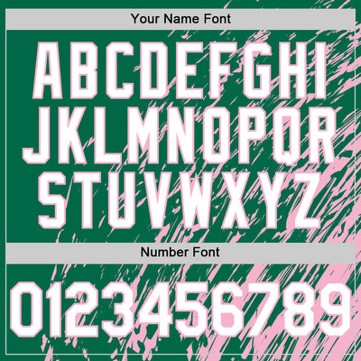 Custom Kelly Green White-Light Pink 3D Pattern Design Bomber Full-Snap Varsity Letterman Hoodie Jacket